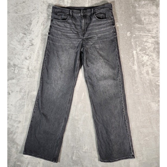 American Eagle Jeans Women's 12 35X33 Long Black Strigid Loose Leg - Picture 1 of 16